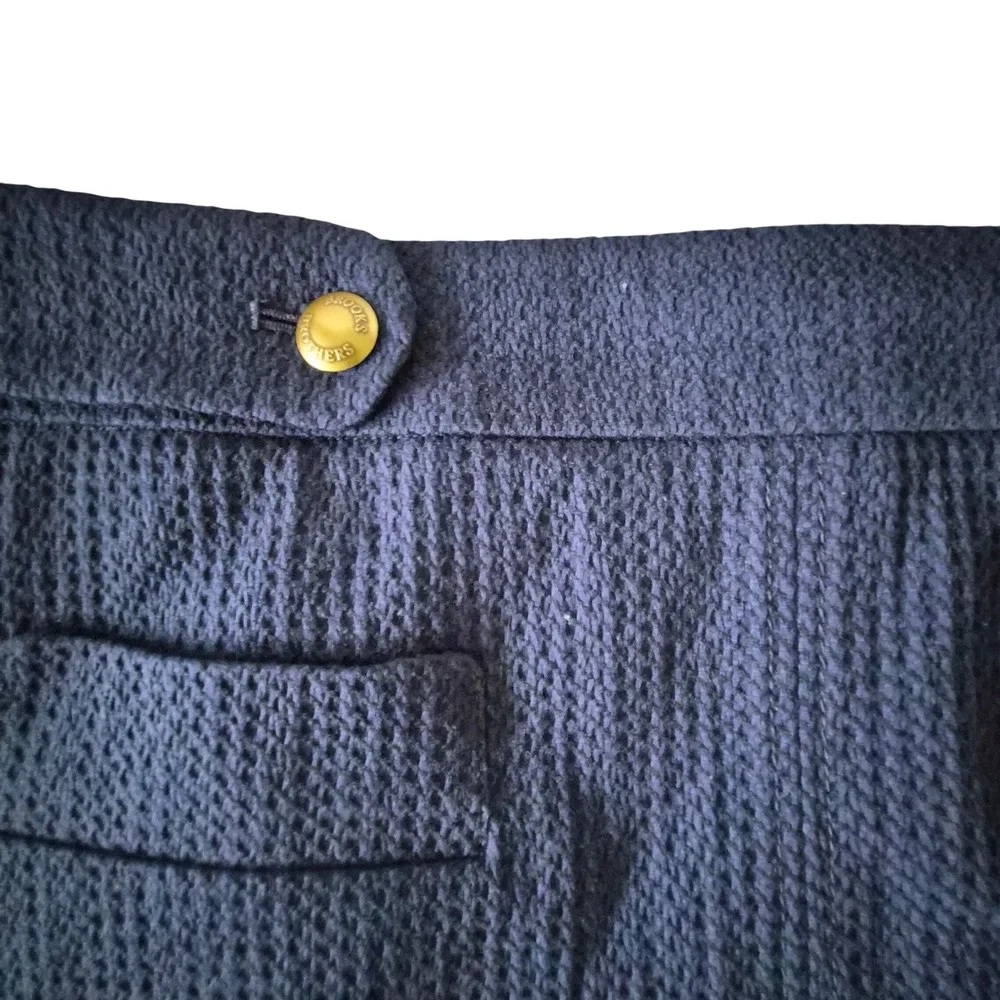 Brooks Brothers Navy Blue‎ Textured Mini Skirt Gold Button A-Line Preppy Size 10